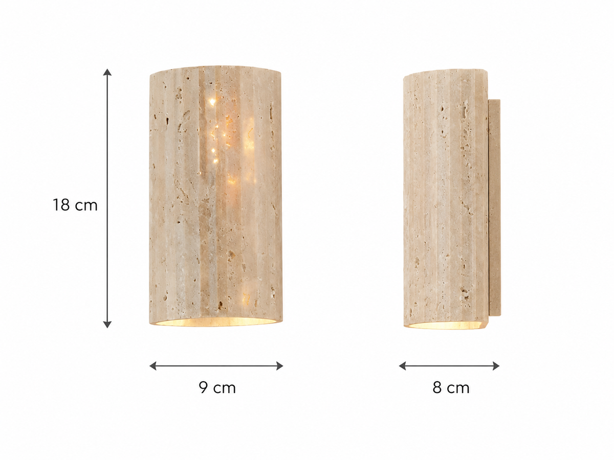Sol Natural Travertine Stone Wall Light | Modern Wabi-Sabi LED Sconce for Living Room