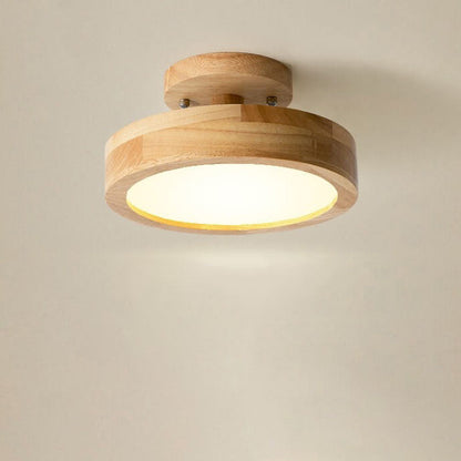 Sol Nordic Round Wood Ceiling Light | Ultra-Thin Modern LED Flush Mount Lamp
