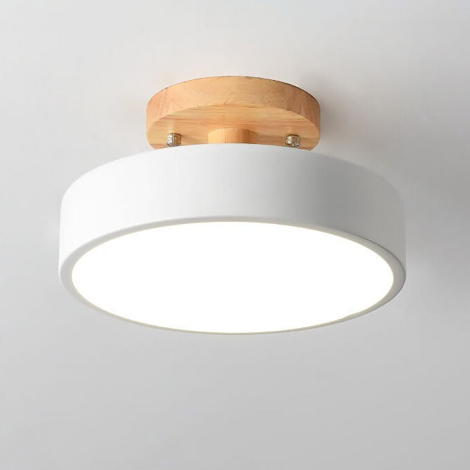 Sol Nordic Round Wood Ceiling Light | Ultra-Thin Modern LED Flush Mount Lamp