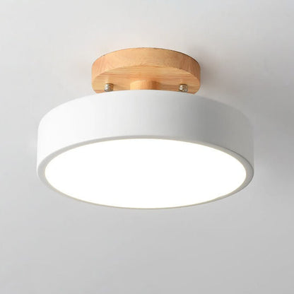 Sol Nordic Round Wood Ceiling Light | Ultra-Thin Modern LED Flush Mount Lamp