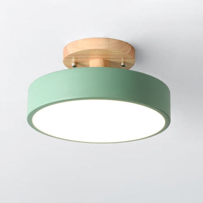 Sol Nordic Round Wood Ceiling Light | Ultra-Thin Modern LED Flush Mount Lamp