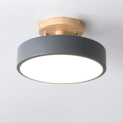 Sol Nordic Round Wood Ceiling Light | Ultra-Thin Modern LED Flush Mount Lamp
