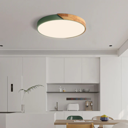 Sol Delos Wooden LED Ceiling Light | Ultra-Thin Flush Mount Timber Lamp for Living Room