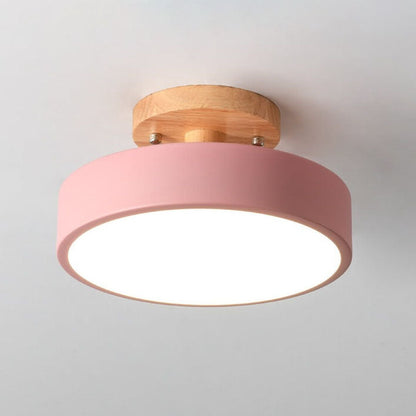 Sol Nordic Round Wood Ceiling Light | Ultra-Thin Modern LED Flush Mount Lamp