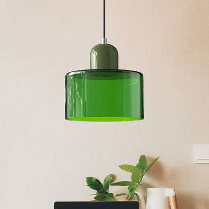 Sol Bauhaus Glass Pendant Light | Retro Ribbed Amber Hanging Ceiling Lamp
