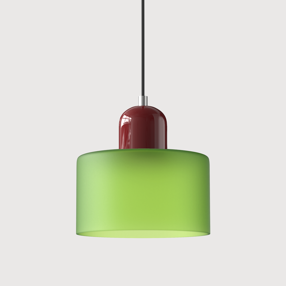 Sol Bauhaus Glass Pendant Light | Retro Ribbed Amber Hanging Ceiling Lamp