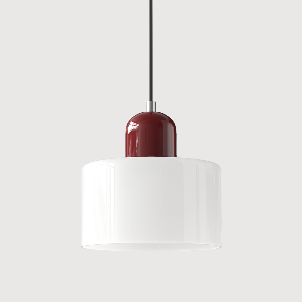 Sol Bauhaus Glass Pendant Light | Retro Ribbed Amber Hanging Ceiling Lamp