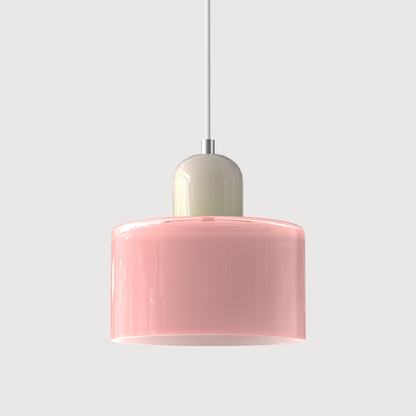 Sol Bauhaus Glass Pendant Light | Retro Ribbed Amber Hanging Ceiling Lamp