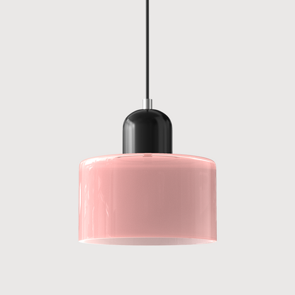 Sol Bauhaus Glass Pendant Light | Retro Ribbed Amber Hanging Ceiling Lamp