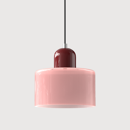 Sol Bauhaus Glass Pendant Light | Retro Ribbed Amber Hanging Ceiling Lamp