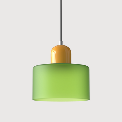 Sol Bauhaus Glass Pendant Light | Retro Ribbed Amber Hanging Ceiling Lamp