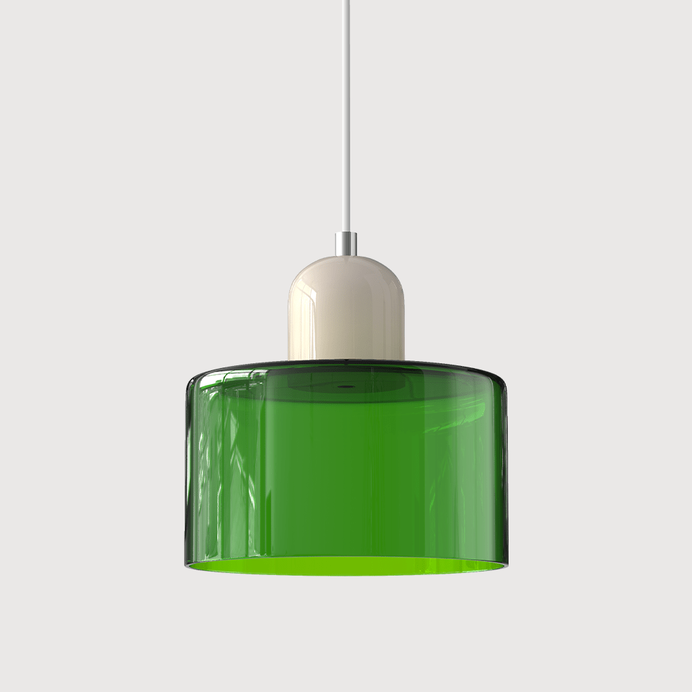 Sol Bauhaus Glass Pendant Light | Retro Ribbed Amber Hanging Ceiling Lamp