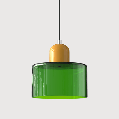 Sol Bauhaus Glass Pendant Light | Retro Ribbed Amber Hanging Ceiling Lamp