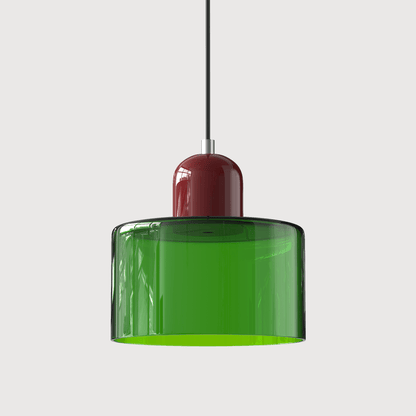 Sol Bauhaus Glass Pendant Light | Retro Ribbed Amber Hanging Ceiling Lamp
