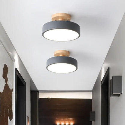 Sol Nordic Round Wood Ceiling Light | Ultra-Thin Modern LED Flush Mount Lamp