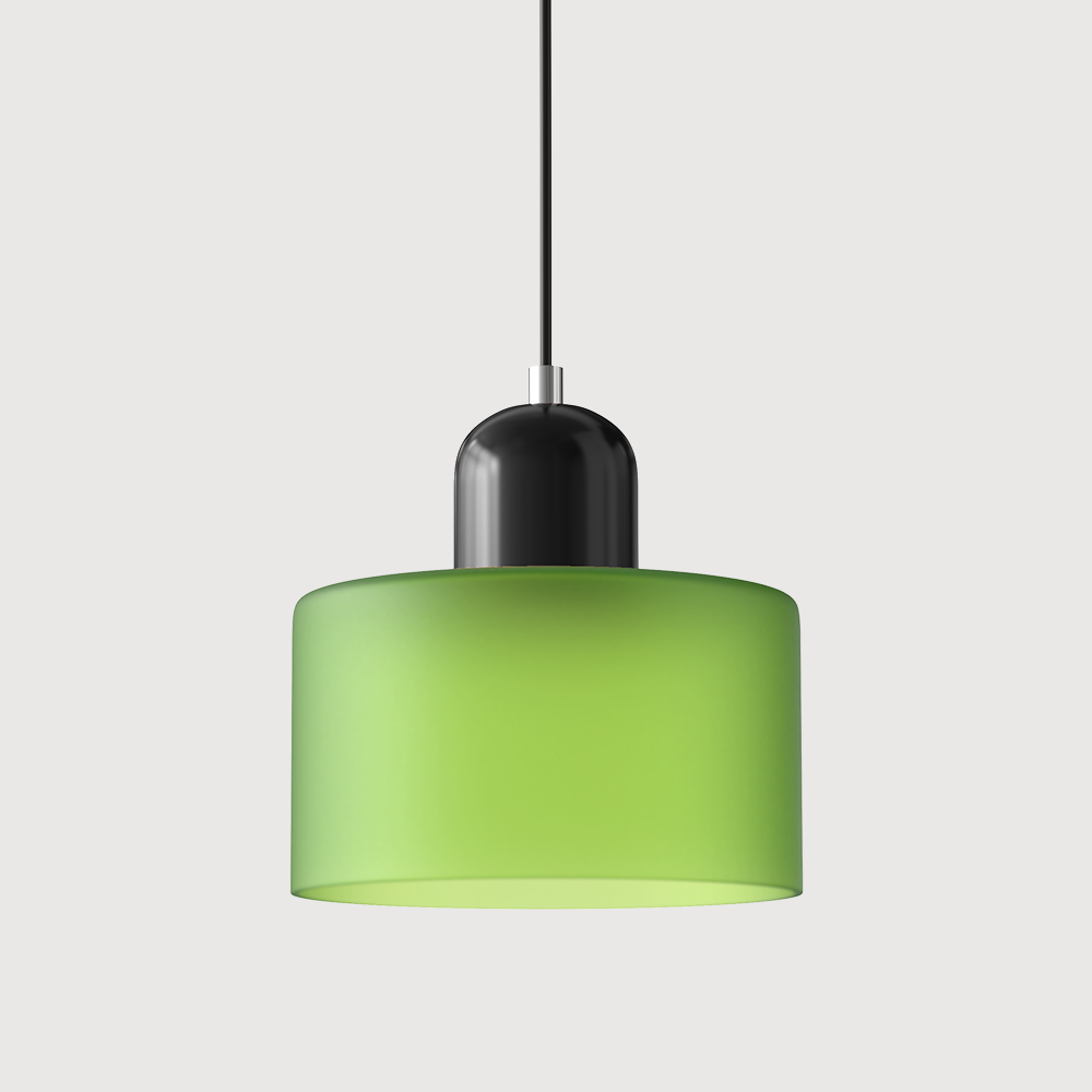 Sol Bauhaus Glass Pendant Light | Retro Ribbed Amber Hanging Ceiling Lamp