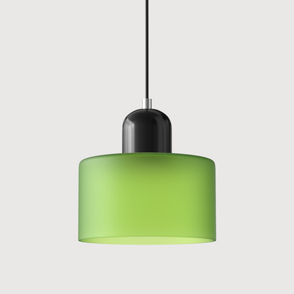 Sol Bauhaus Glass Pendant Light | Retro Ribbed Amber Hanging Ceiling Lamp