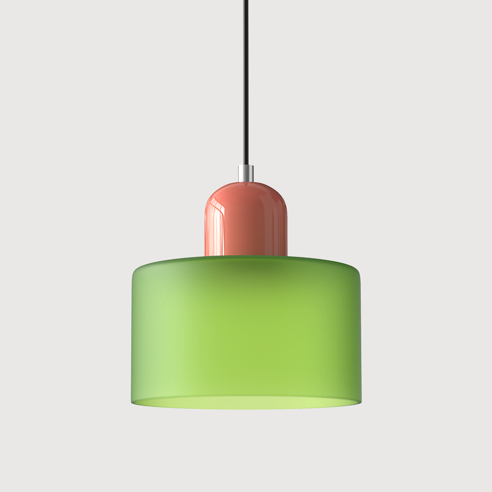 Sol Bauhaus Glass Pendant Light | Retro Ribbed Amber Hanging Ceiling Lamp