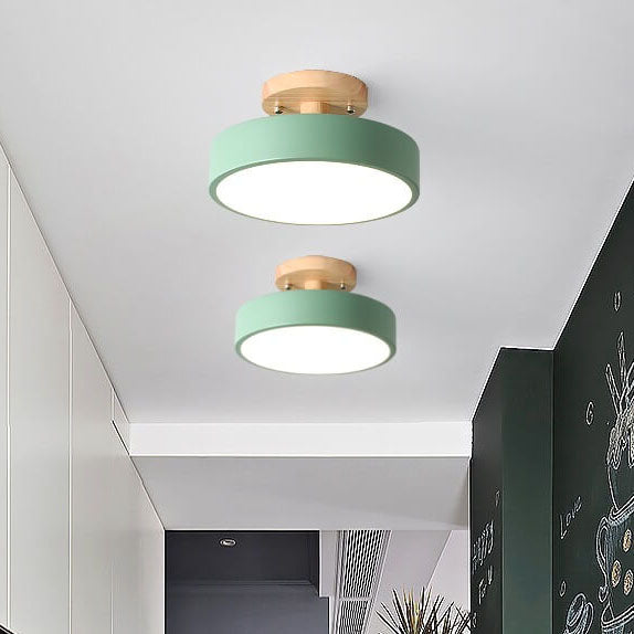Sol Nordic Round Wood Ceiling Light | Ultra-Thin Modern LED Flush Mount Lamp