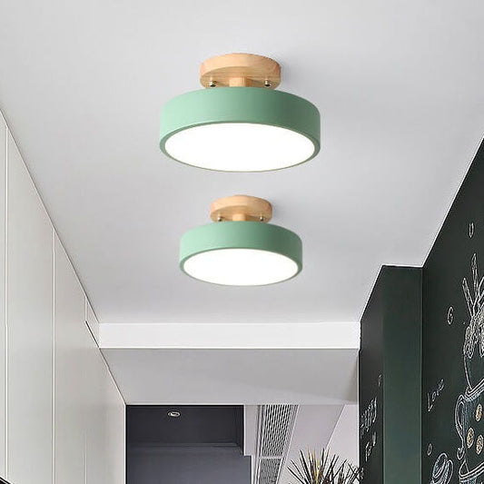 Sol Nordic Round Wood Ceiling Light | Ultra-Thin Modern LED Flush Mount Lamp