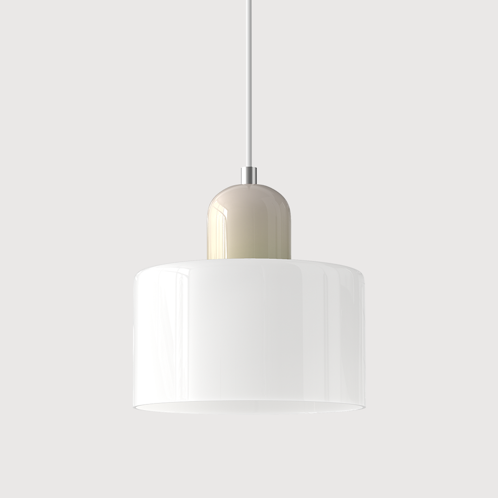 Sol Bauhaus Glass Pendant Light | Retro Ribbed Amber Hanging Ceiling Lamp