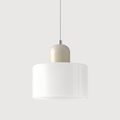 Sol Bauhaus Glass Pendant Light | Retro Ribbed Amber Hanging Ceiling Lamp
