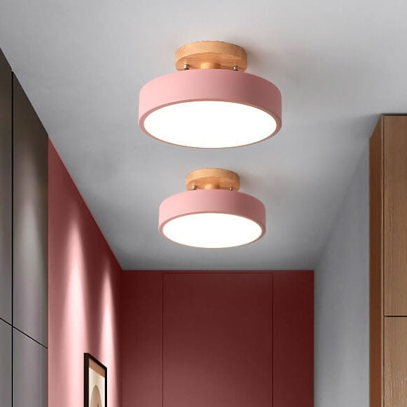 Sol Nordic Round Wood Ceiling Light | Ultra-Thin Modern LED Flush Mount Lamp
