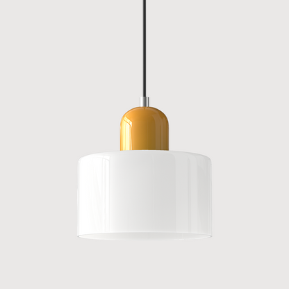 Sol Bauhaus Glass Pendant Light | Retro Ribbed Amber Hanging Ceiling Lamp