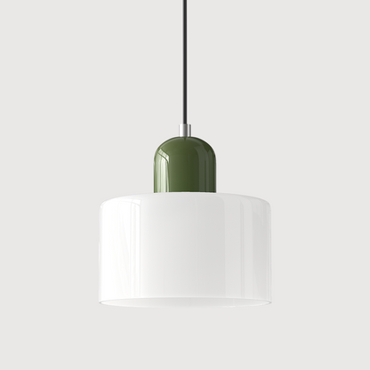 Sol Bauhaus Glass Pendant Light | Retro Ribbed Amber Hanging Ceiling Lamp