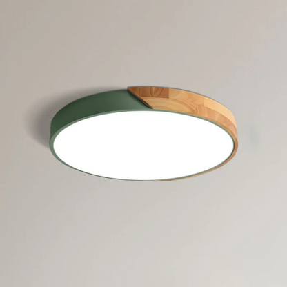Sol Delos Wooden LED Ceiling Light | Ultra-Thin Flush Mount Timber Lamp for Living Room