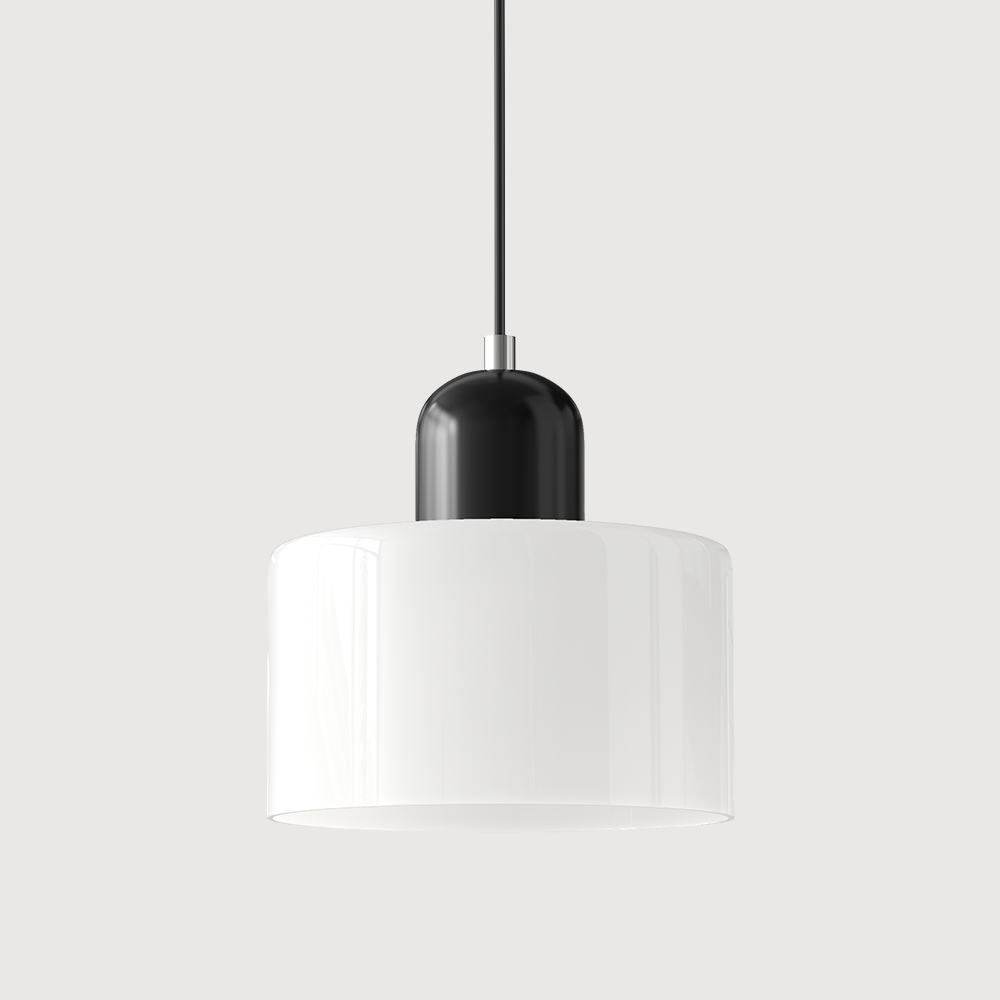 Sol Bauhaus Glass Pendant Light | Retro Ribbed Amber Hanging Ceiling Lamp