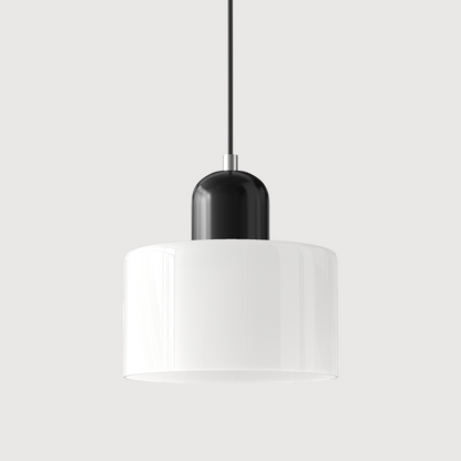 Sol Bauhaus Glass Pendant Light | Retro Ribbed Amber Hanging Ceiling Lamp