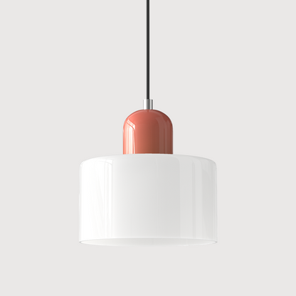 Sol Bauhaus Glass Pendant Light | Retro Ribbed Amber Hanging Ceiling Lamp