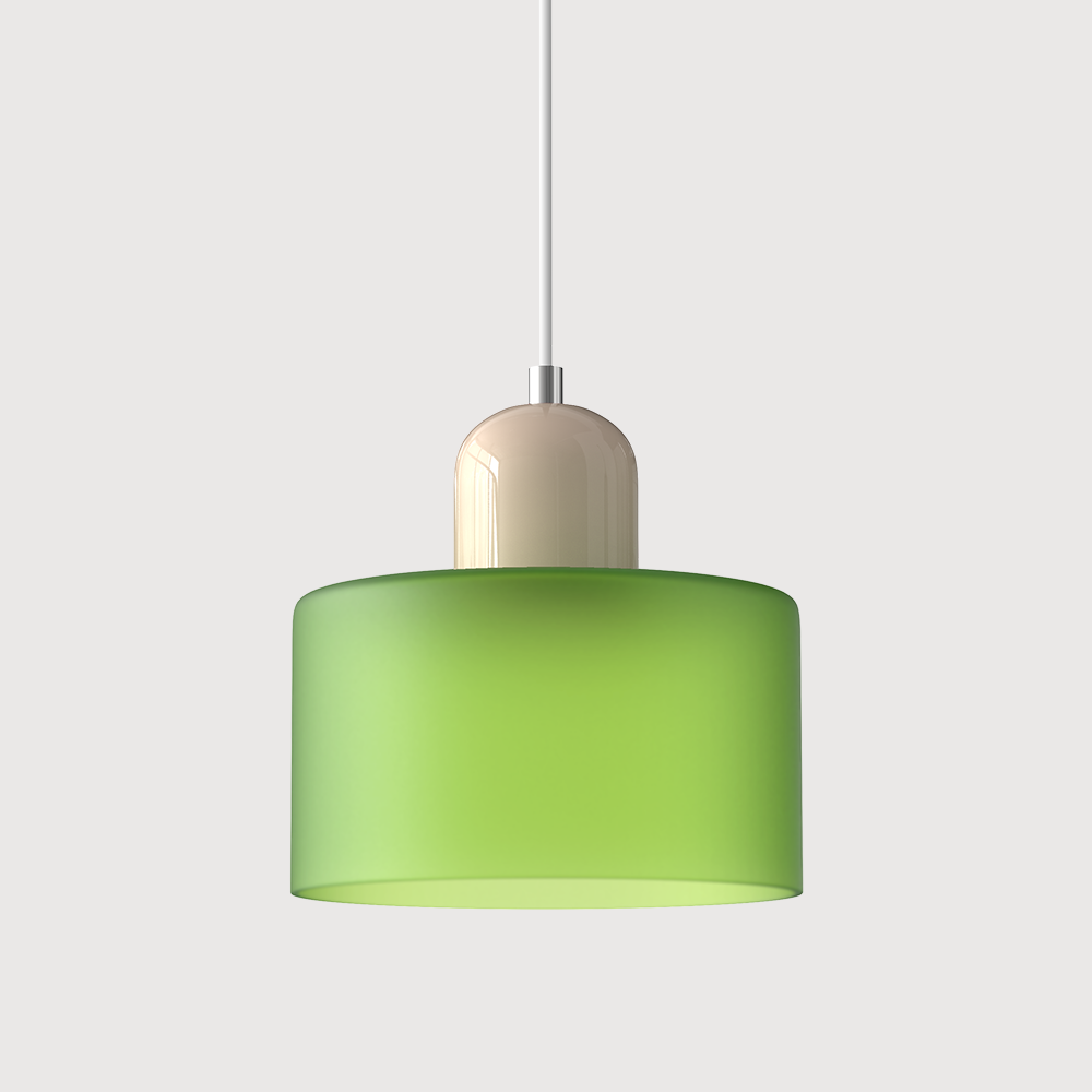 Sol Bauhaus Glass Pendant Light | Retro Ribbed Amber Hanging Ceiling Lamp