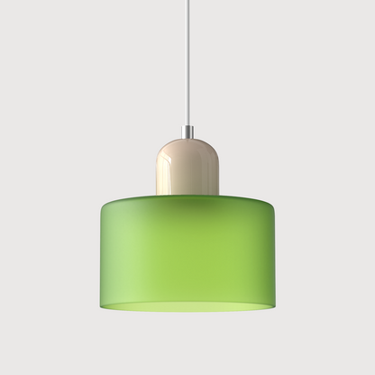 Sol Bauhaus Glass Pendant Light | Retro Ribbed Amber Hanging Ceiling Lamp