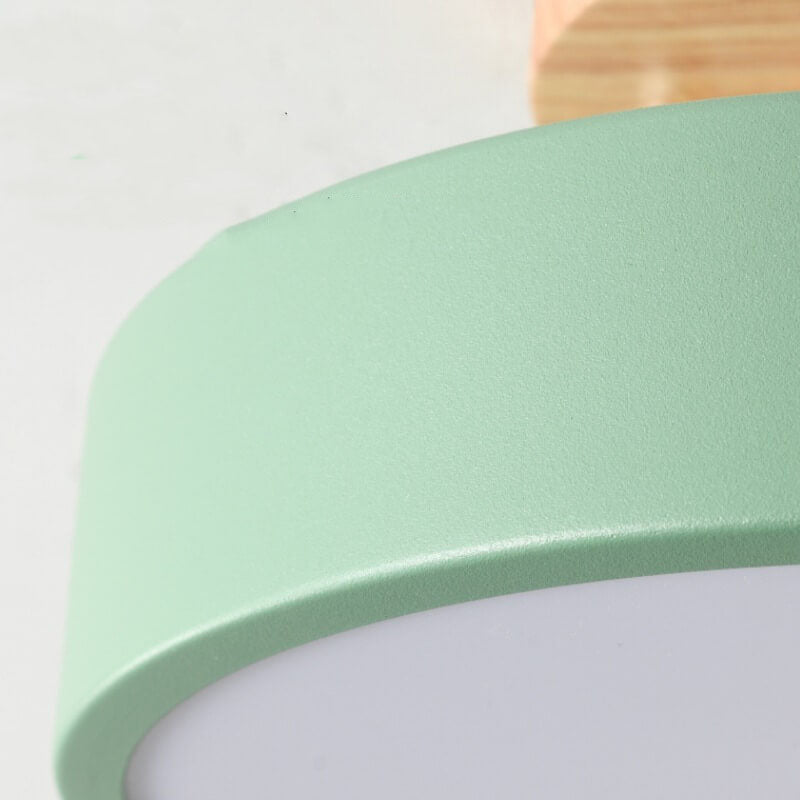 Sol Nordic Round Wood Ceiling Light | Ultra-Thin Modern LED Flush Mount Lamp