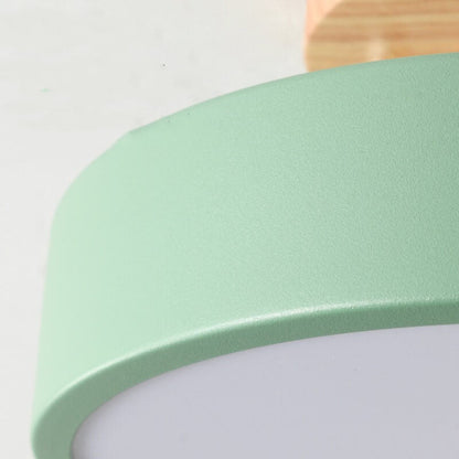 Sol Nordic Round Wood Ceiling Light | Ultra-Thin Modern LED Flush Mount Lamp