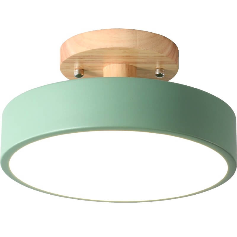 Sol Nordic Round Wood Ceiling Light | Ultra-Thin Modern LED Flush Mount Lamp