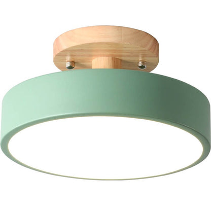 Sol Nordic Round Wood Ceiling Light | Ultra-Thin Modern LED Flush Mount Lamp