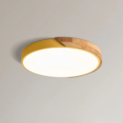 Sol Delos Wooden LED Ceiling Light | Ultra-Thin Flush Mount Timber Lamp for Living Room
