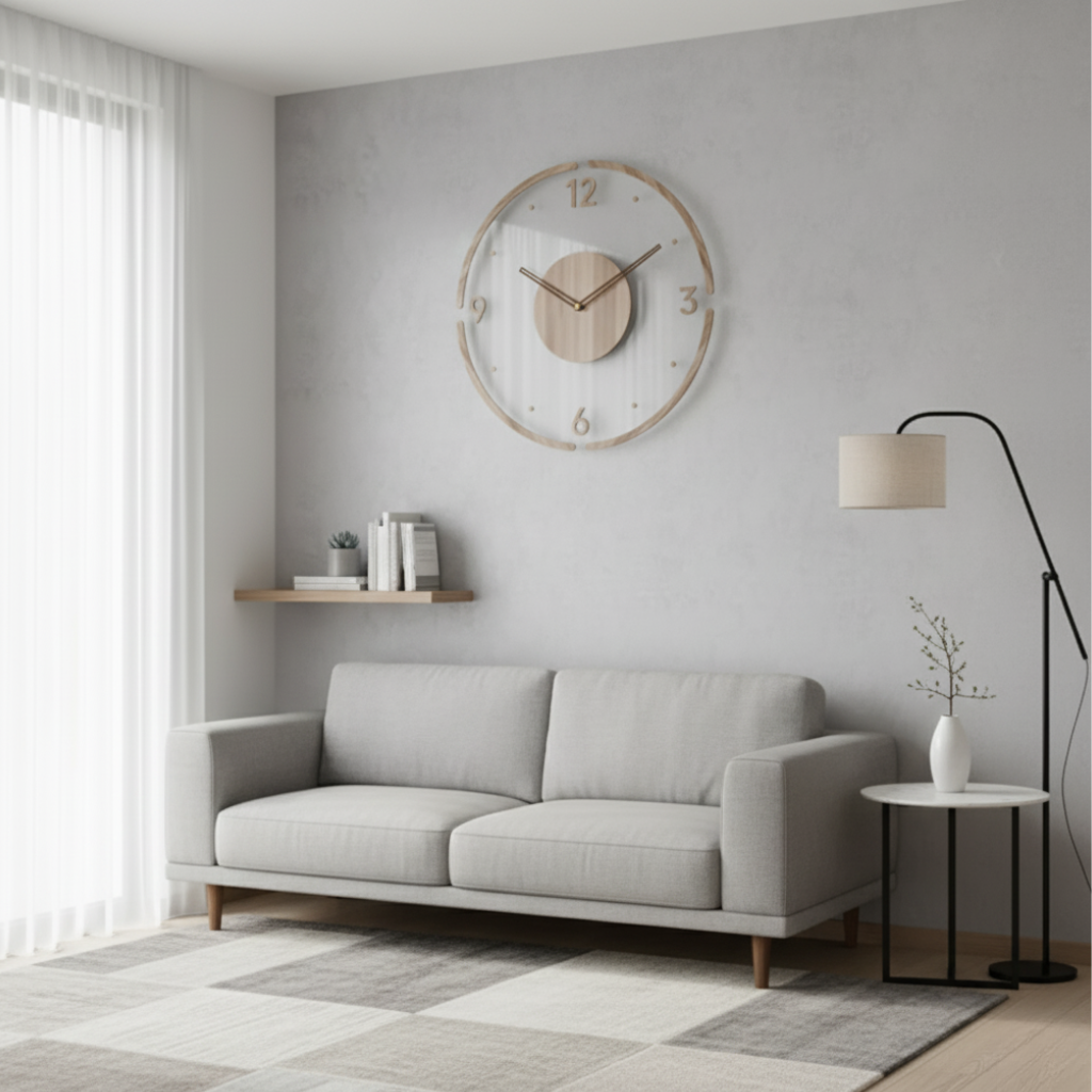Sol Nordic Silent Wall Clock | Modern Minimalist Quartz Wall Clock for Living Room