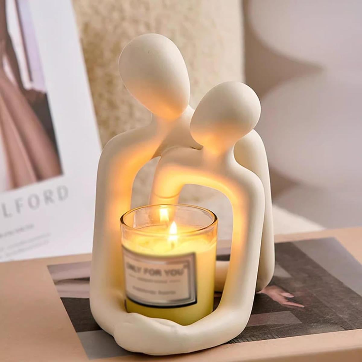 Sol Abstract Couple Statue Night Lamp | Romantic LED Bedside Figurine Light