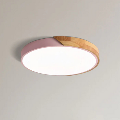Sol Delos Wooden LED Ceiling Light | Ultra-Thin Flush Mount Timber Lamp for Living Room