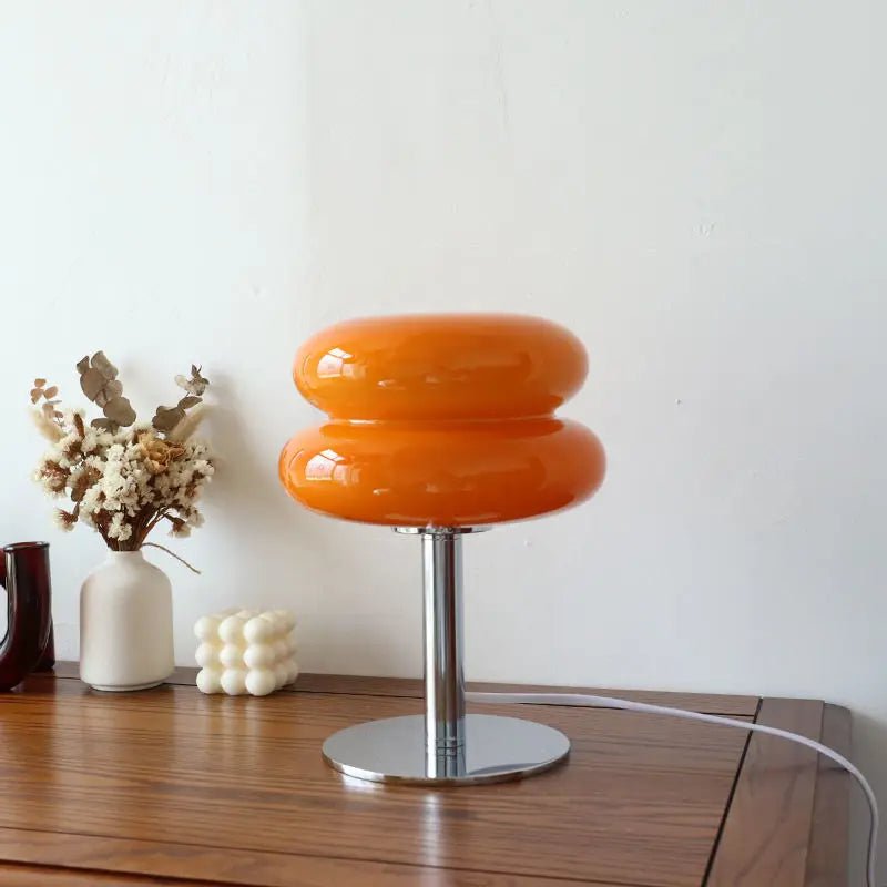 Sol Bauhaus Mushroom Table Lamp | Retro Chrome & Acrylic Bedside Night Light