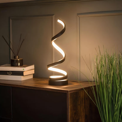 Sol Modern Spiral Table Lamp | Dimmable LED Curved Bedside Nightstand Light