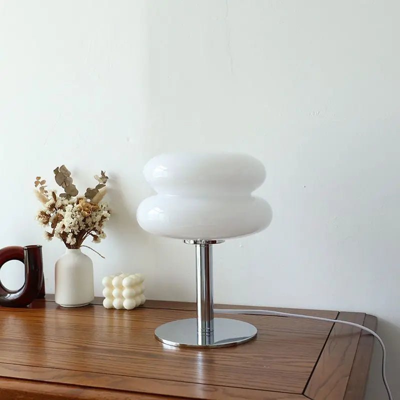 Sol Bauhaus Mushroom Table Lamp | Retro Chrome & Acrylic Bedside Night Light