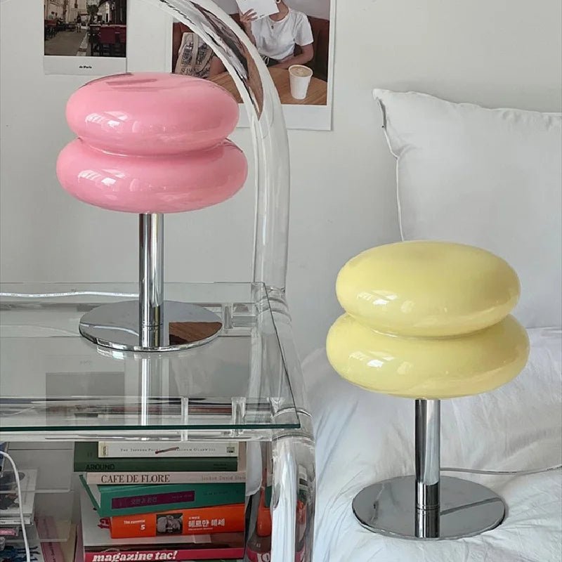 Sol Bauhaus Mushroom Table Lamp | Retro Chrome & Acrylic Bedside Night Light