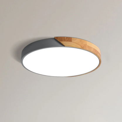 Sol Delos Wooden LED Ceiling Light | Ultra-Thin Flush Mount Timber Lamp for Living Room