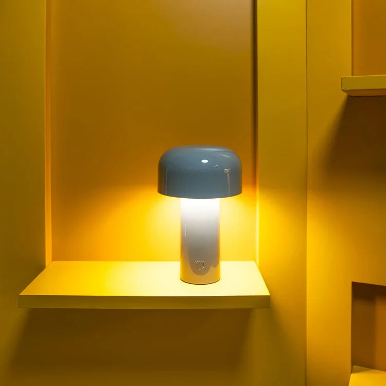 Sol Cordless Metal Mushroom Table Lamp | Rechargeable Dimmable Bedside Night Light