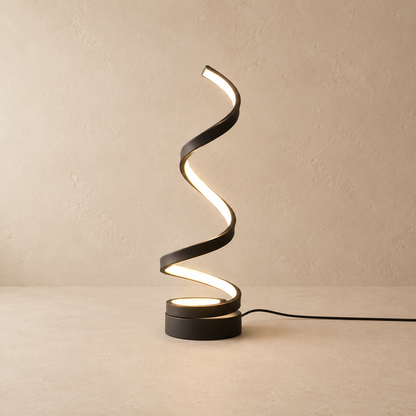 Sol Modern Spiral Table Lamp | Dimmable LED Curved Bedside Nightstand Light